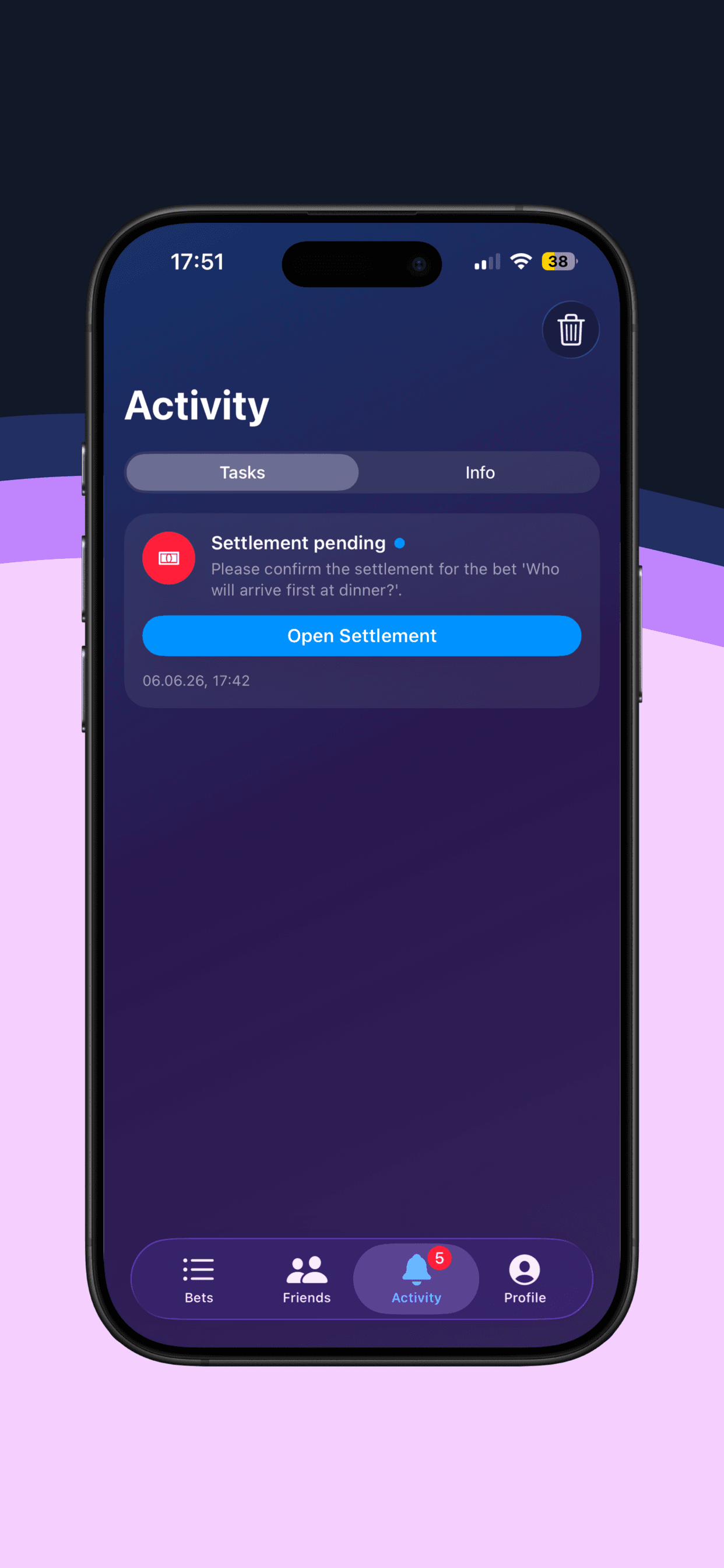FriendBets change request screen